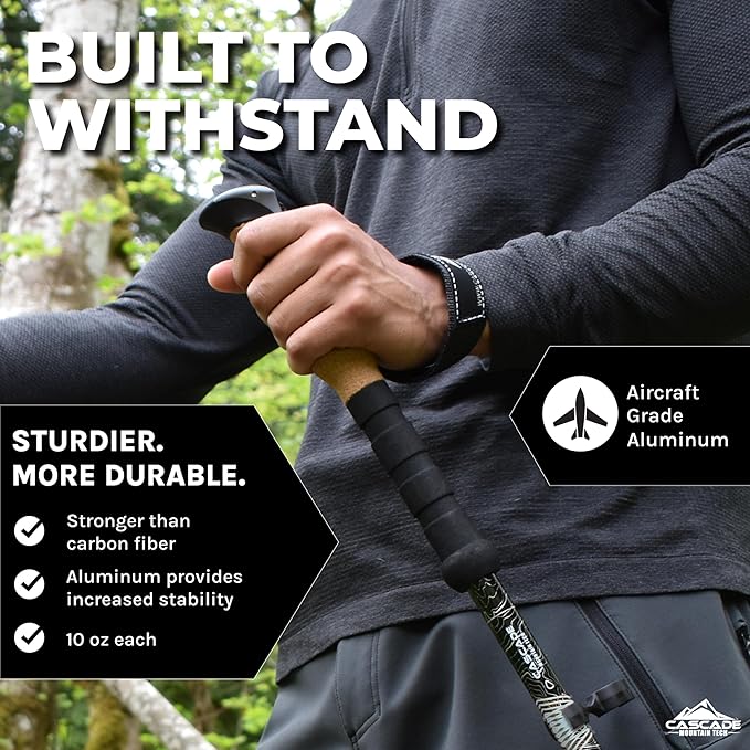 Cascade Mountain Tech Lightweight Aircraft-Grade Aluminum Trekking Poles with Extended Down Grip Plus Tip Kit - Image 6