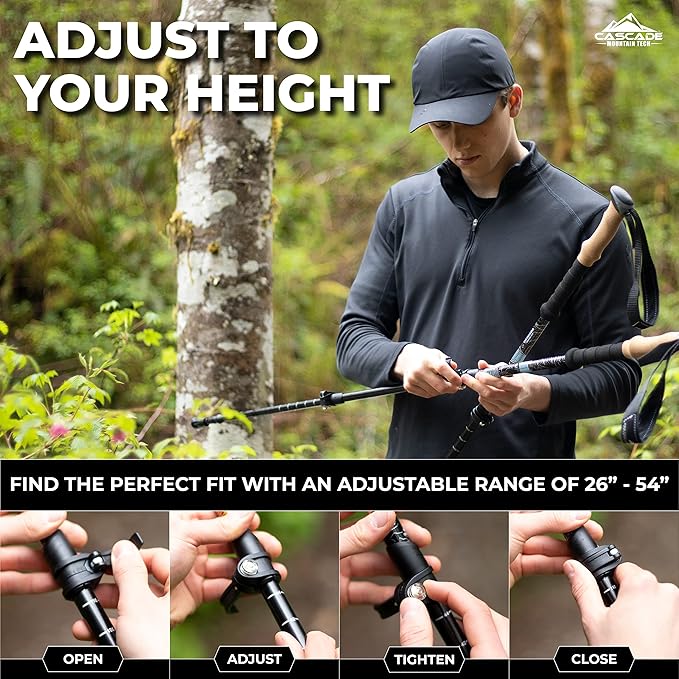 Cascade Mountain Tech Lightweight Aircraft-Grade Aluminum Trekking Poles with Extended Down Grip Plus Tip Kit - Image 5